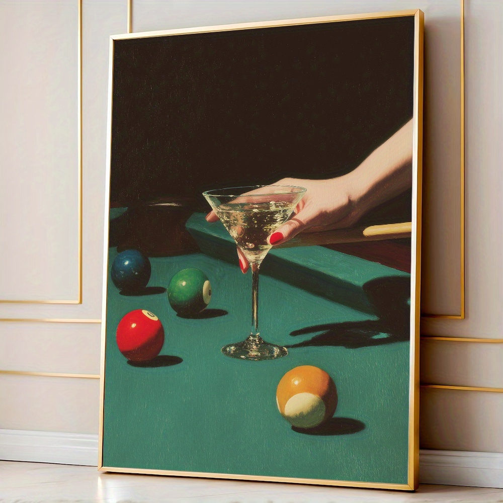 Office Furniture At Home - 1pc Vintage Billiards Cocktail Poster, Frameless