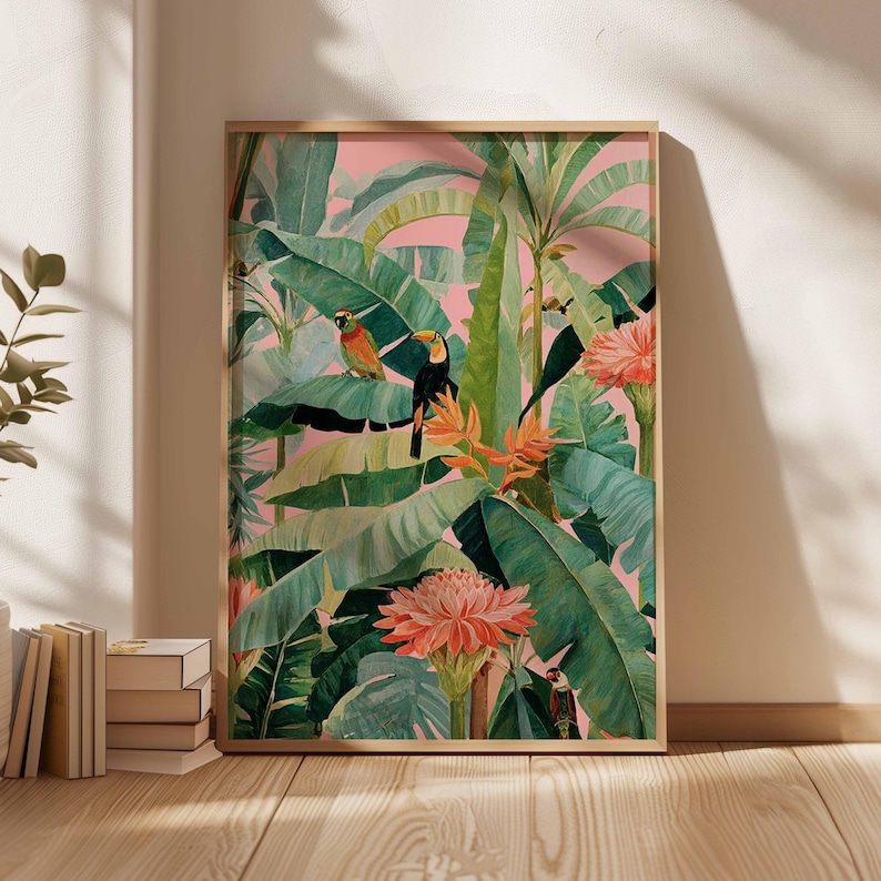 Office Furniture At Home - 1pc Retro Tropical Canvas Poster, Unframed