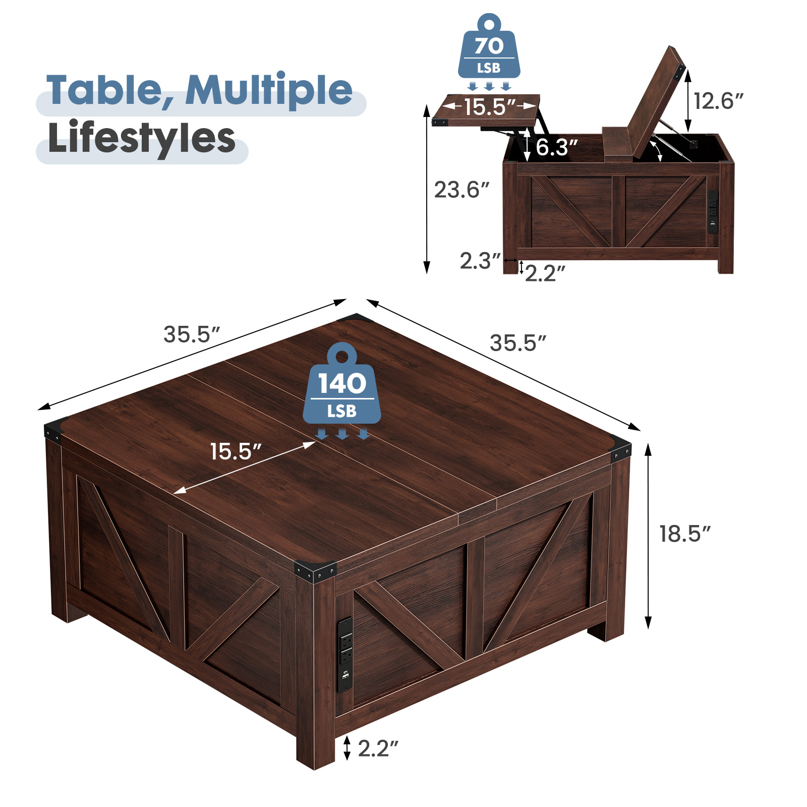 JHK 35.6IN Lift Top Coffee Tab - Office Furniture Plan 评论和价格