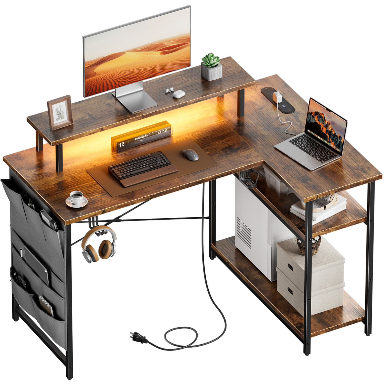 L-Shaped Computer Desk, featur - Office Furniture Plan 评论和价格