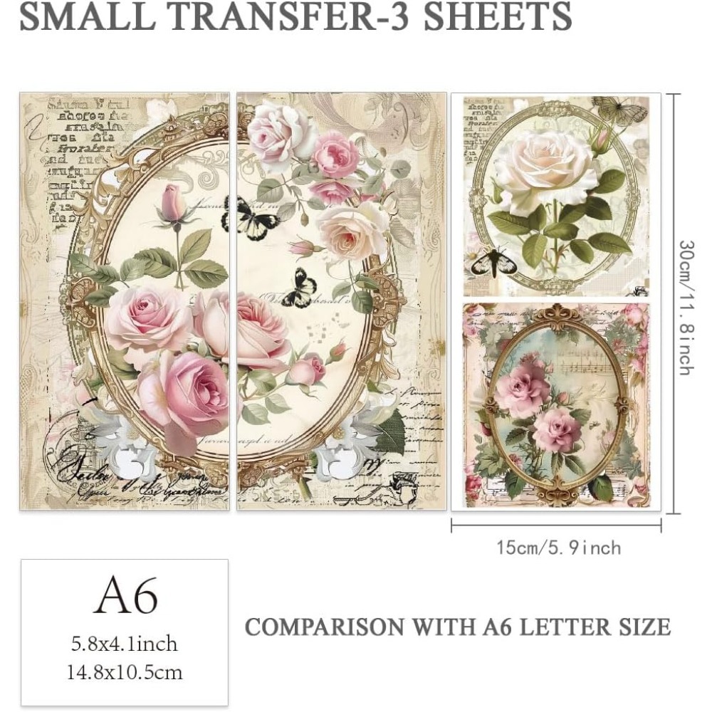 3pcs/Set Rose Rub on Transfers - Office Furniture Plan 评论和价格