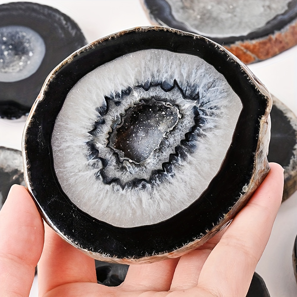 1pc Natural Black Agate Geode  - Office Furniture At Home 评论和价格
